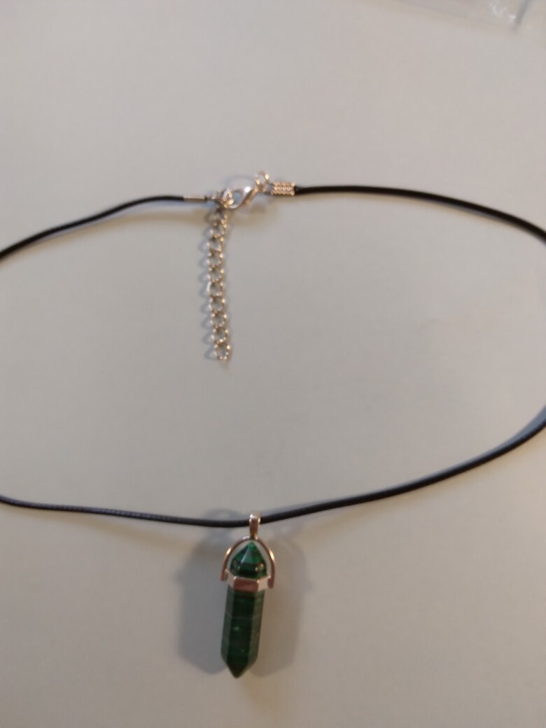 Green Gemstone on 17 1/2 – 19 1/2 inch Black Cord type necklace 249153