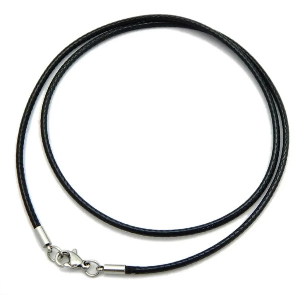 Waterproof Braided Leather Chain Cord Necklace with Stainless Steel Clasp