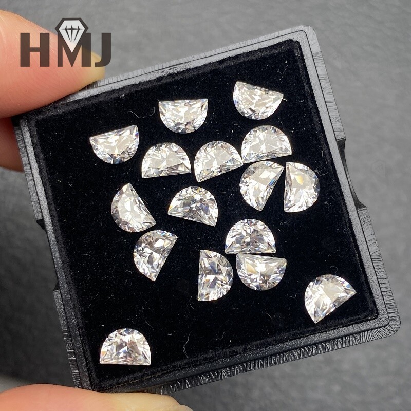 Wholesalers Special Moissanite Loose Stones Half Moon Gemstone White D Color DIY