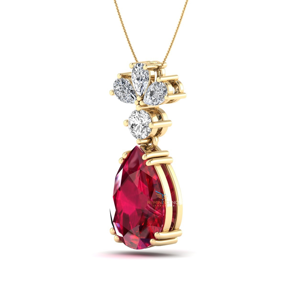 Pear Cut Lab Grown Diamond 14K White Gold Stylish Teardrop Women’s Necklace