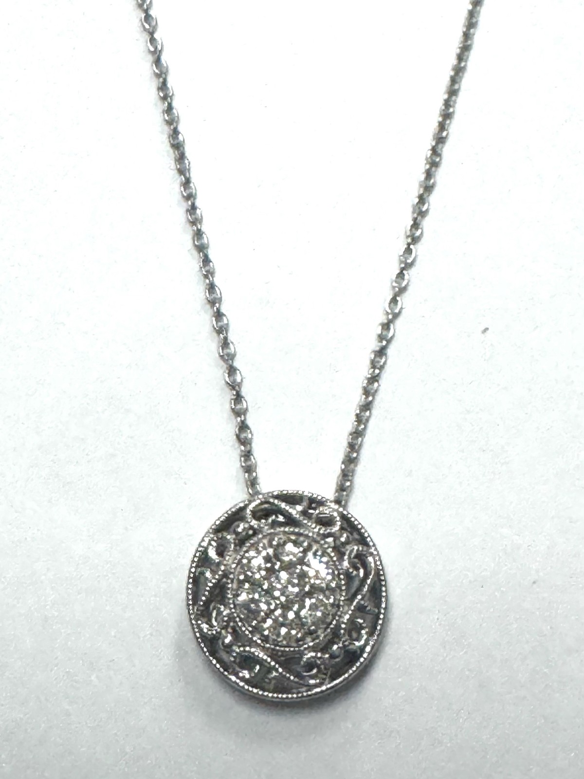 Gabriel & Co Sterling Silver Mediterranean Diamond Filigree Pendant Necklace