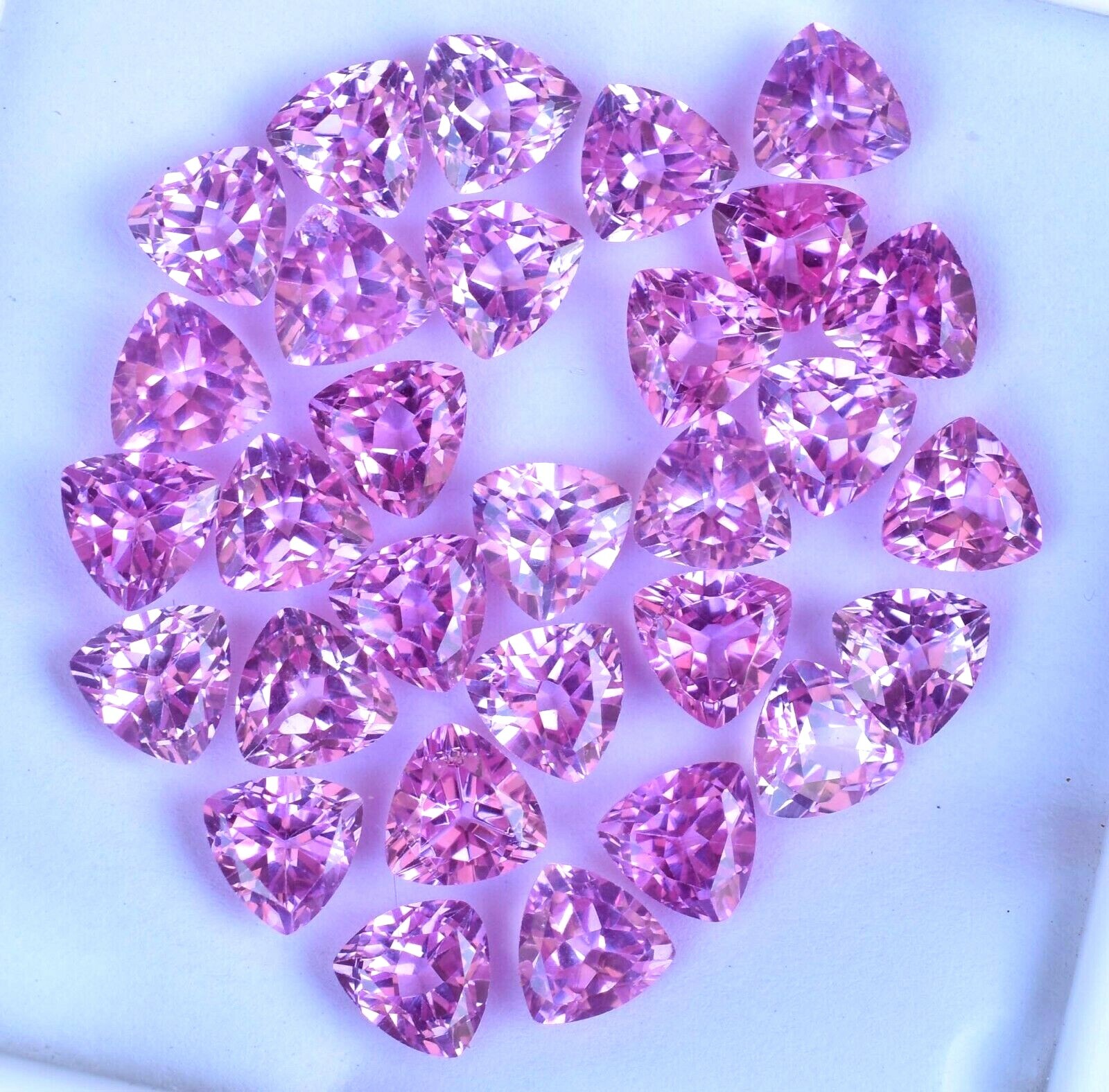 30 Pcs Natural Mogok Pink Ruby Trillion 6.90 MM Certified Treated Gemstone