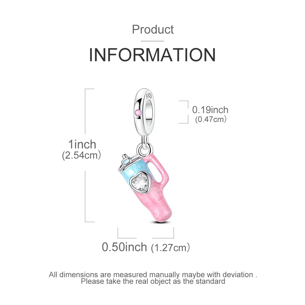 MULA 925 Sterling Silver Charm CZ Summer Water Cup Pendant for Women Bracelet