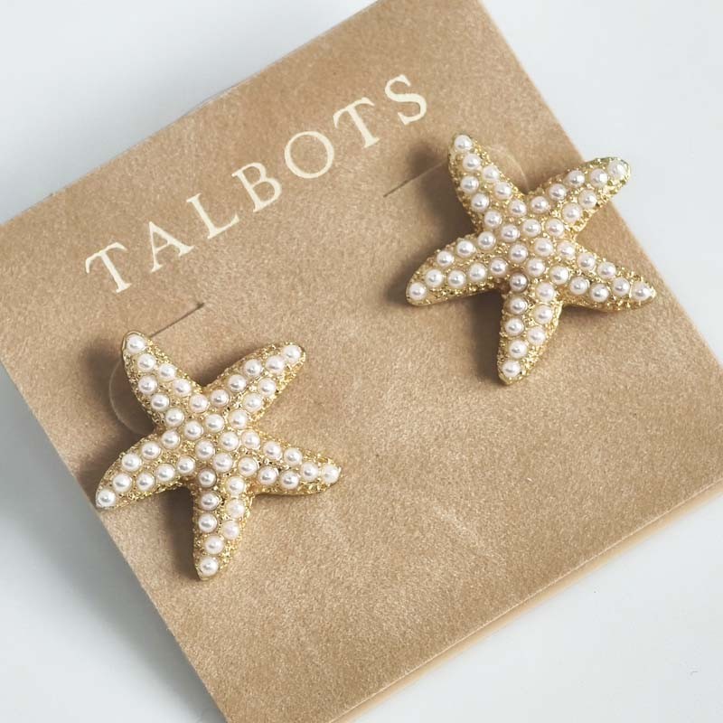 New Talbots Sea-Themed Starfish Stud Earrings Chic Women Party Vacation Jewelry
