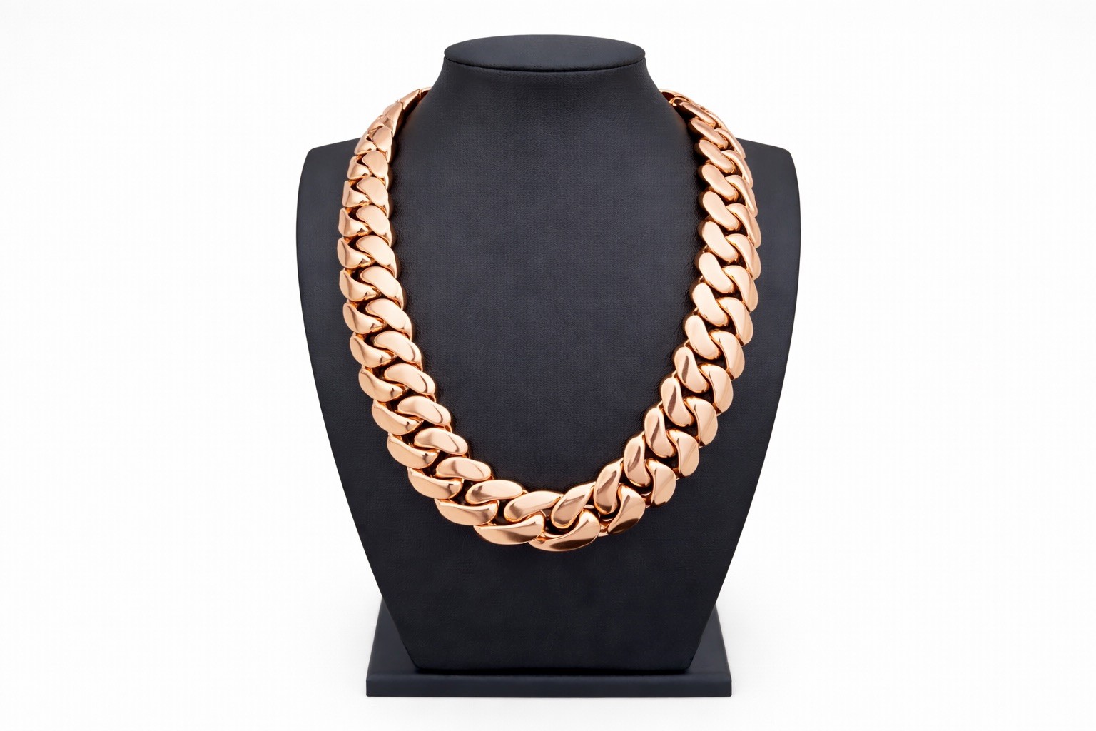 20mm Rose Gold Cuban Link Chain 24in Necklace Miami Hip Hop Jewelry