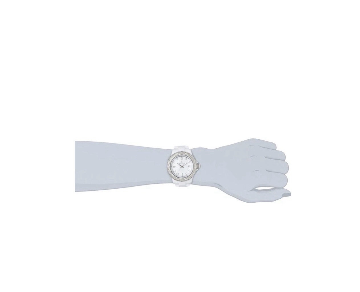 ToyWatch Women’s 40mm Quartz Analog Date 5 ATM White Bracelet Gem-Set Bezel