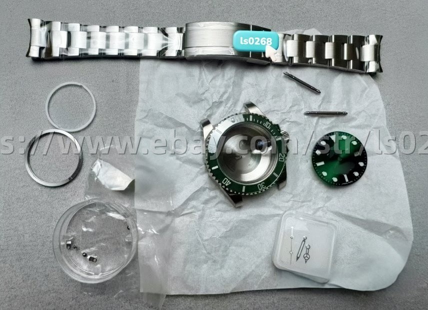 DIY SET for 3135 40MM watch case + dial + hands + Strap sapphire