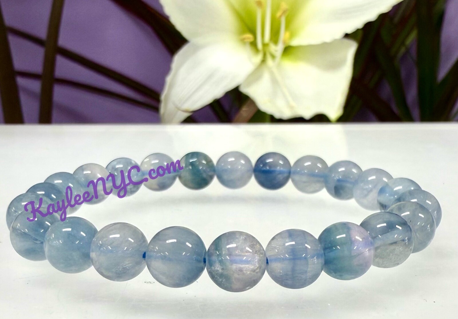 Wholesale 6 Pcs Natural Blue Fluorite 8mm 7.5” Crystal Healing Stretch Bracelet