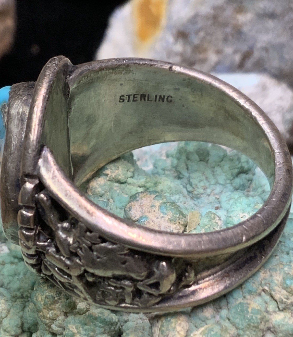 Native American Navajo “Will Denetdale” Sterling Silver & Turquoise Ring, 10.7g