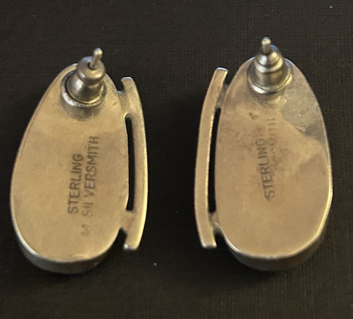 M. Silversmith Contemporary Navajo Green Serpentine Sterling Stud Earrings