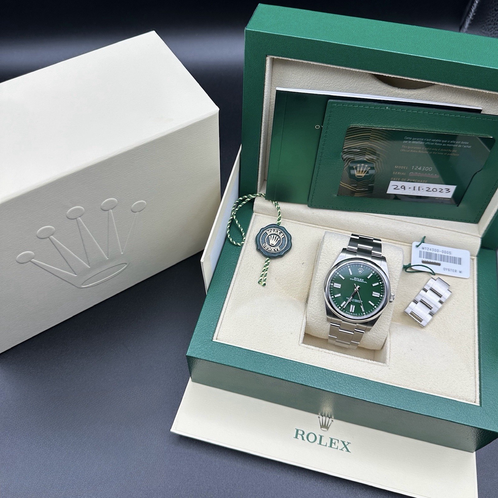 Rolex Oyster Perpetual 41mm 124300 Green Dial With Box And Papers – OP41