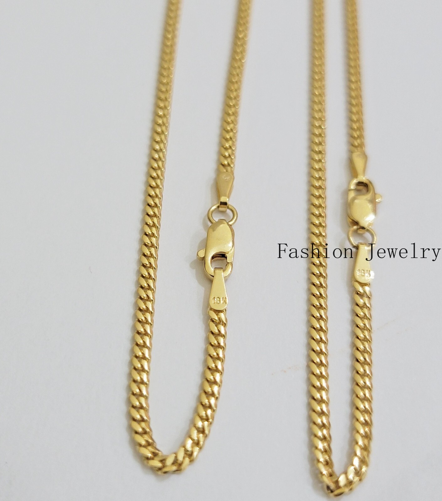 Real 18k Yellow Gold Necklace Chain Miami Cuban Link 2mm 24 Inch Real 18kt Solid