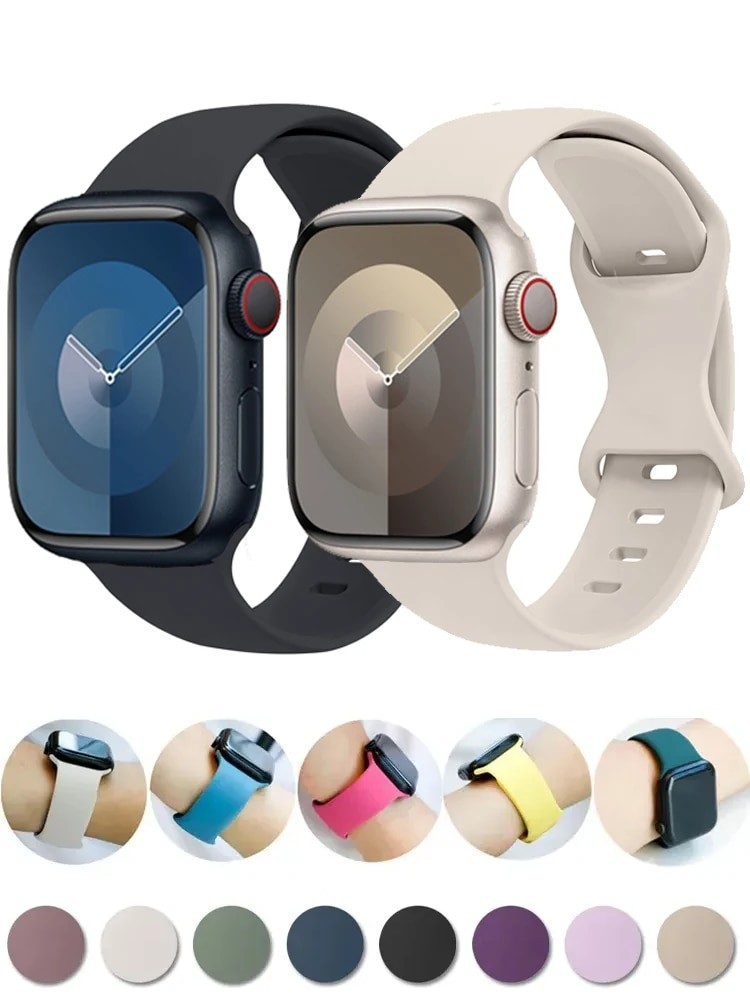 Silicone Bracelet For Apple Watch 10 Band 44mm 40mm 45mm 41mm 49mm 46mm 42mm cor