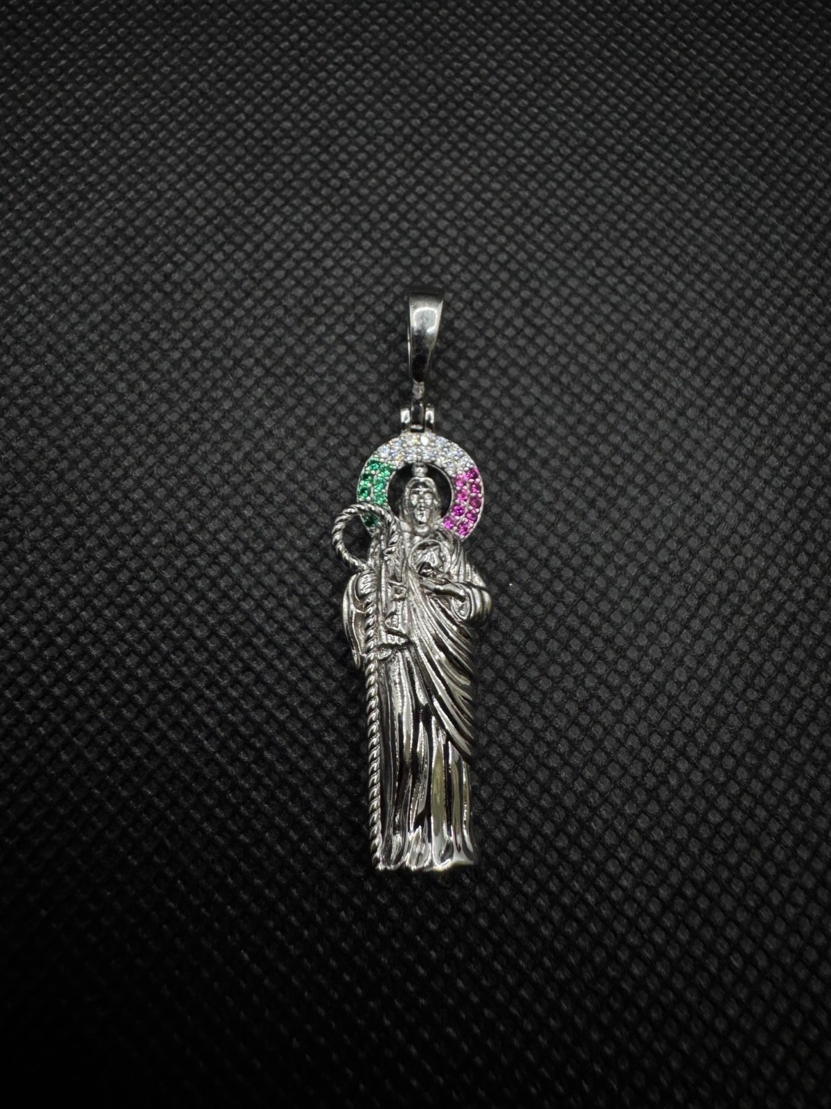 925 Sterling Silver San Judas Pendant Dije CZ Stones -Small and Large St Jude