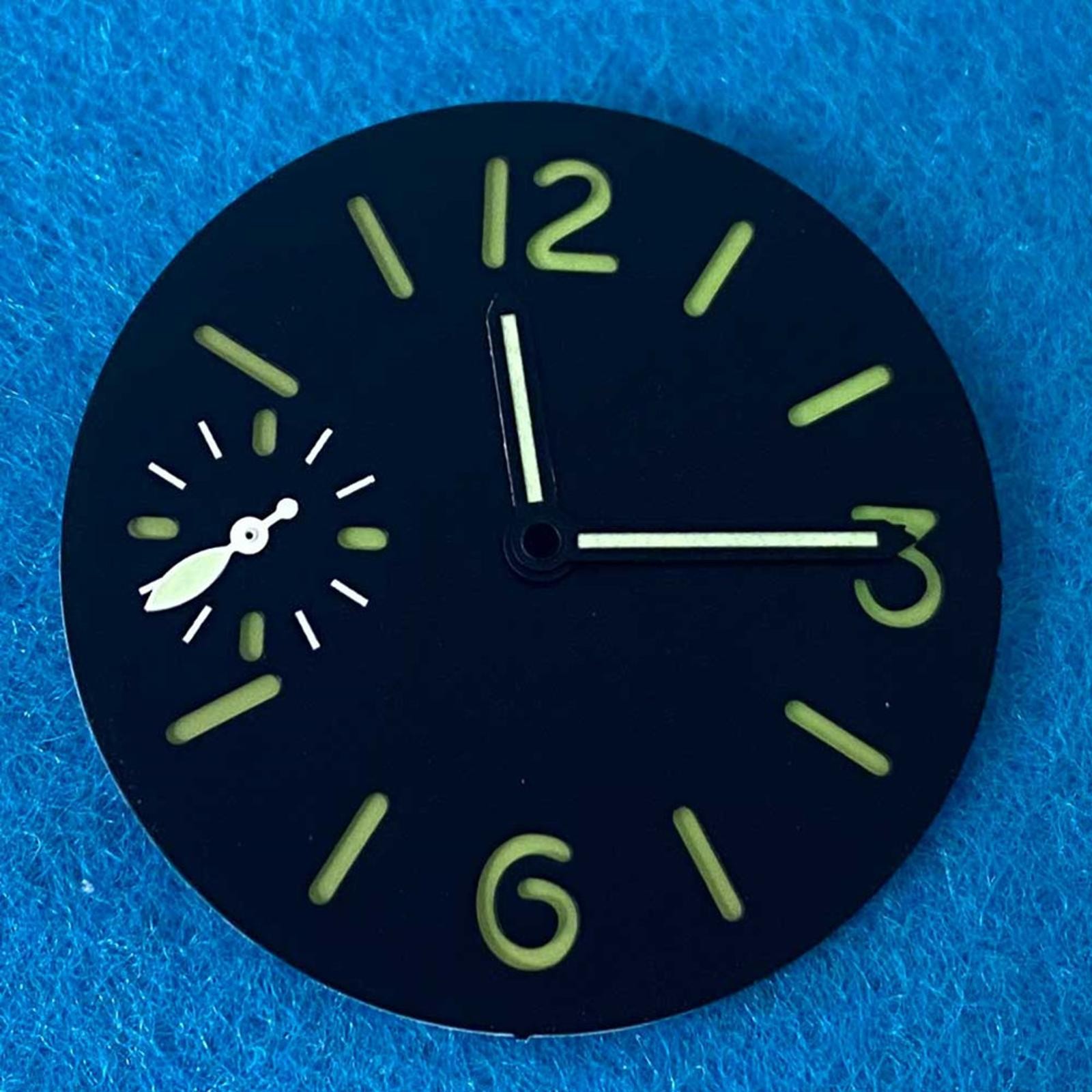 34.5mm Green Luminous Watch Dial With Watch Hands For ETA 6497 ST3600 Movement