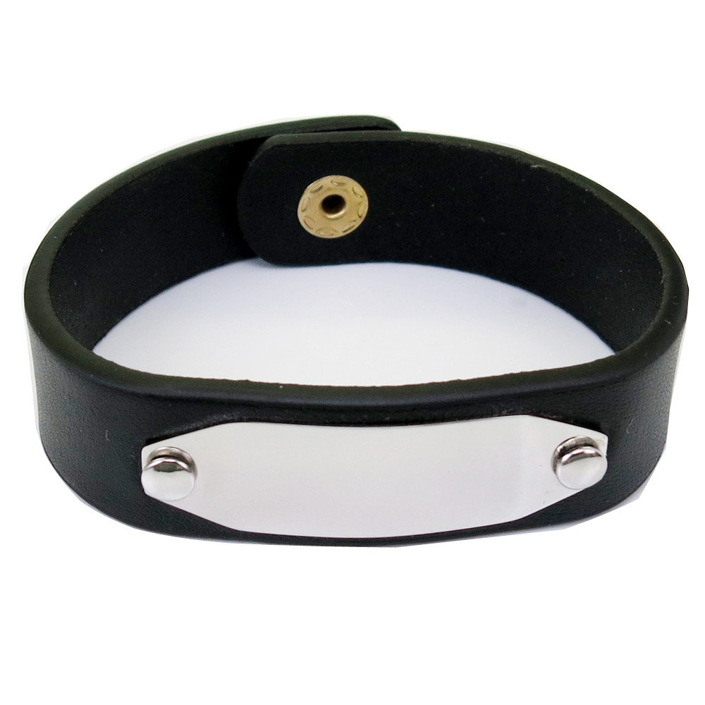 Personalized Leather Bracelet Engraved Leather Bracelet ID Leather Bracelet
