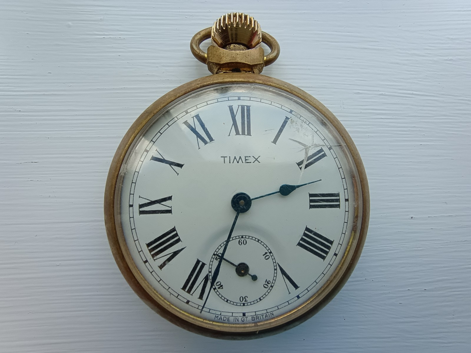 Mid 20th Century – TIMEX POCKET WATCH with BRASS CASE – WORKING ORDER