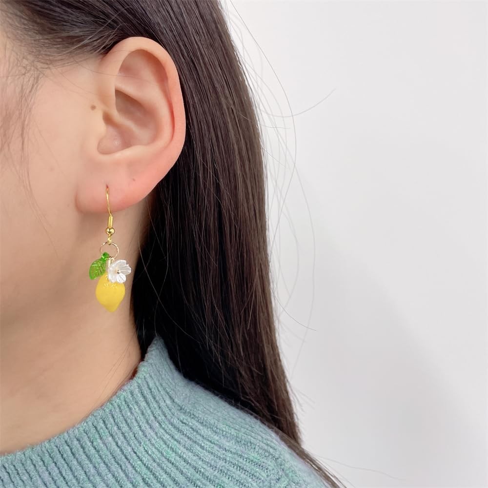 Dainty Yellow Lemon Flower Glass Leaf Teardrop 10*14 Centimeters, Multicolor
