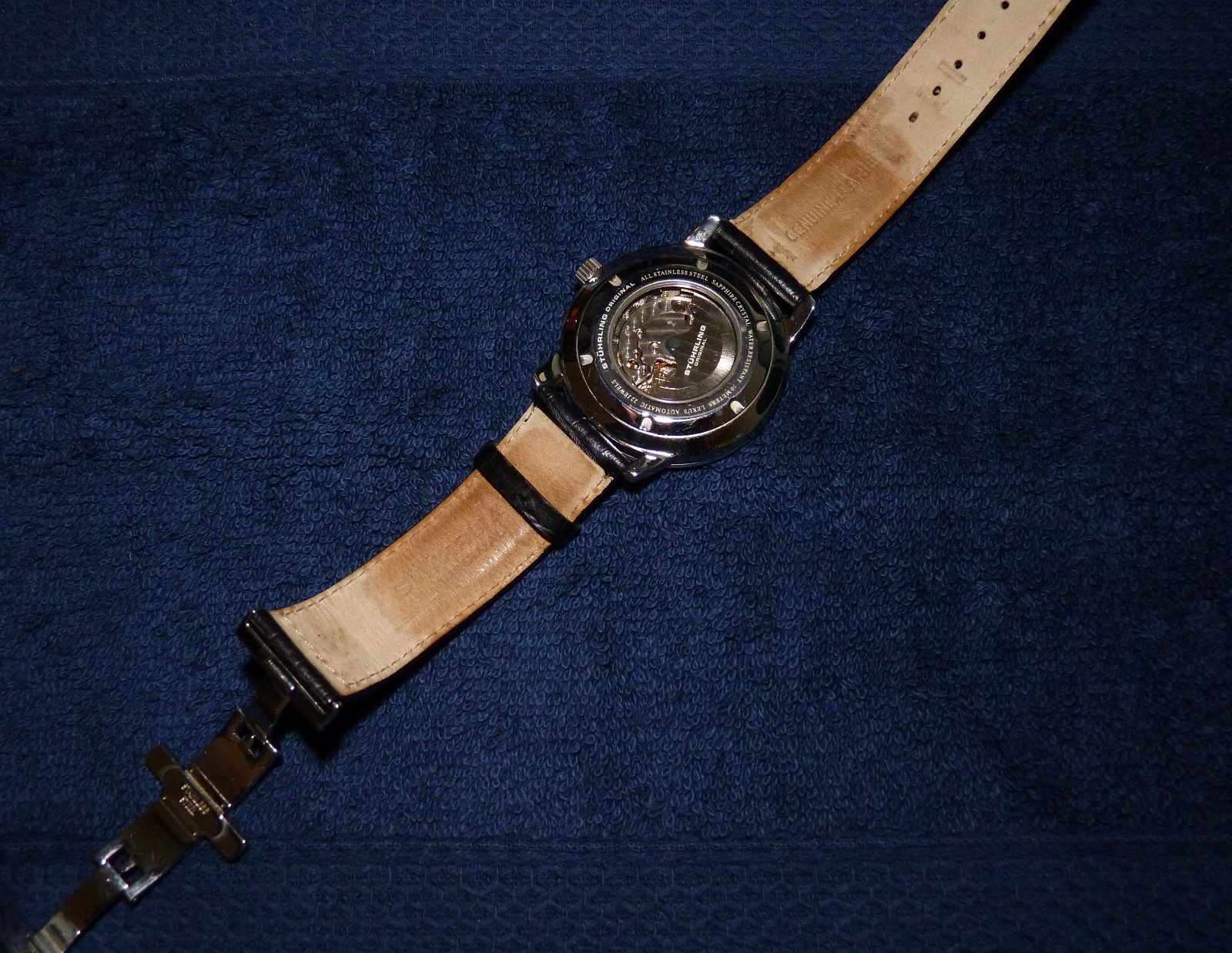 Stuhrling Original Lexus 44mm Day & Date, Charcoal Gray Dial, Black Strap, VG