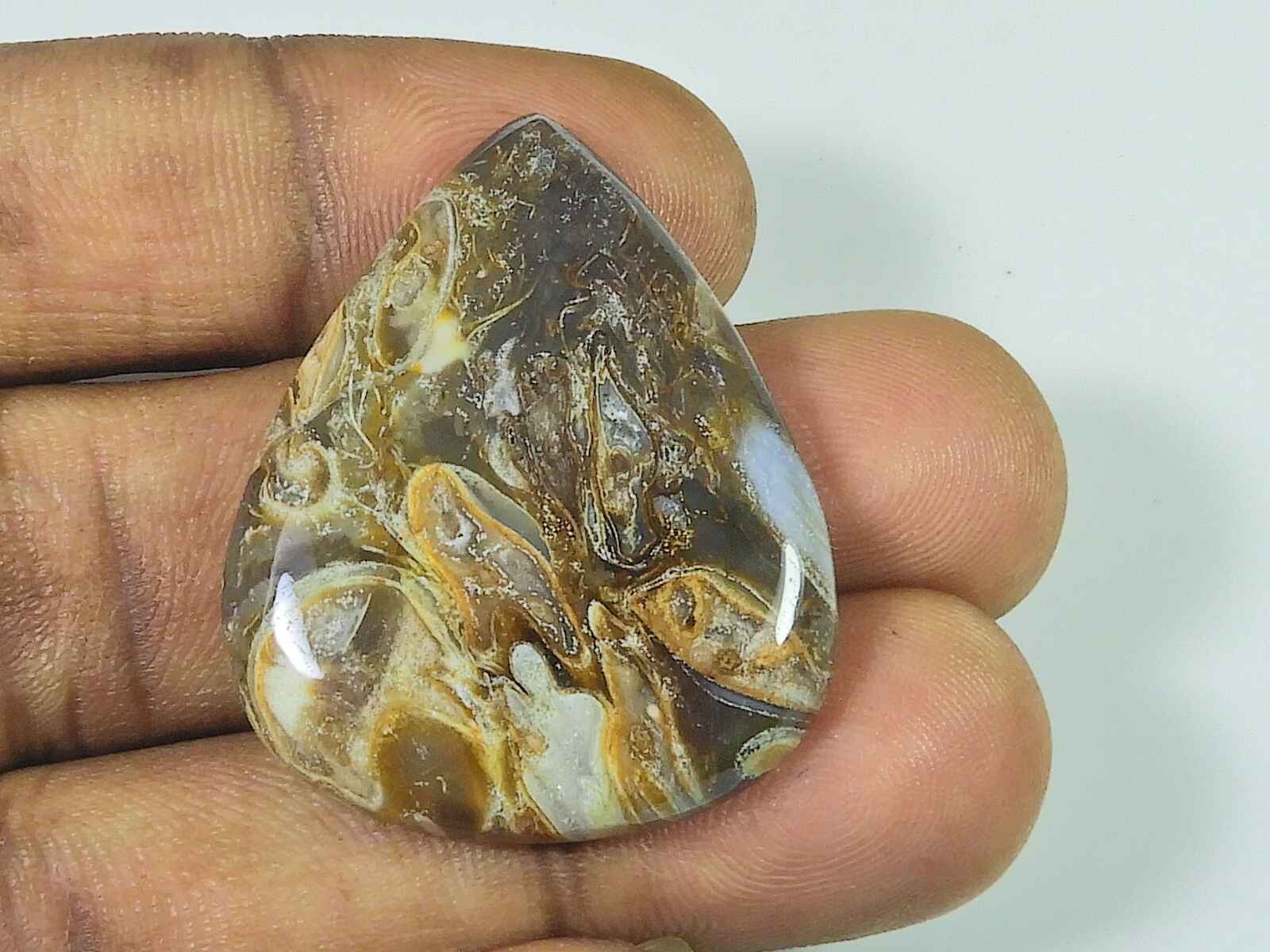 52Cts. Natural Rock Calcite Oval Crystal Cabochon Loose Gemstone 29X37X06 MM j58