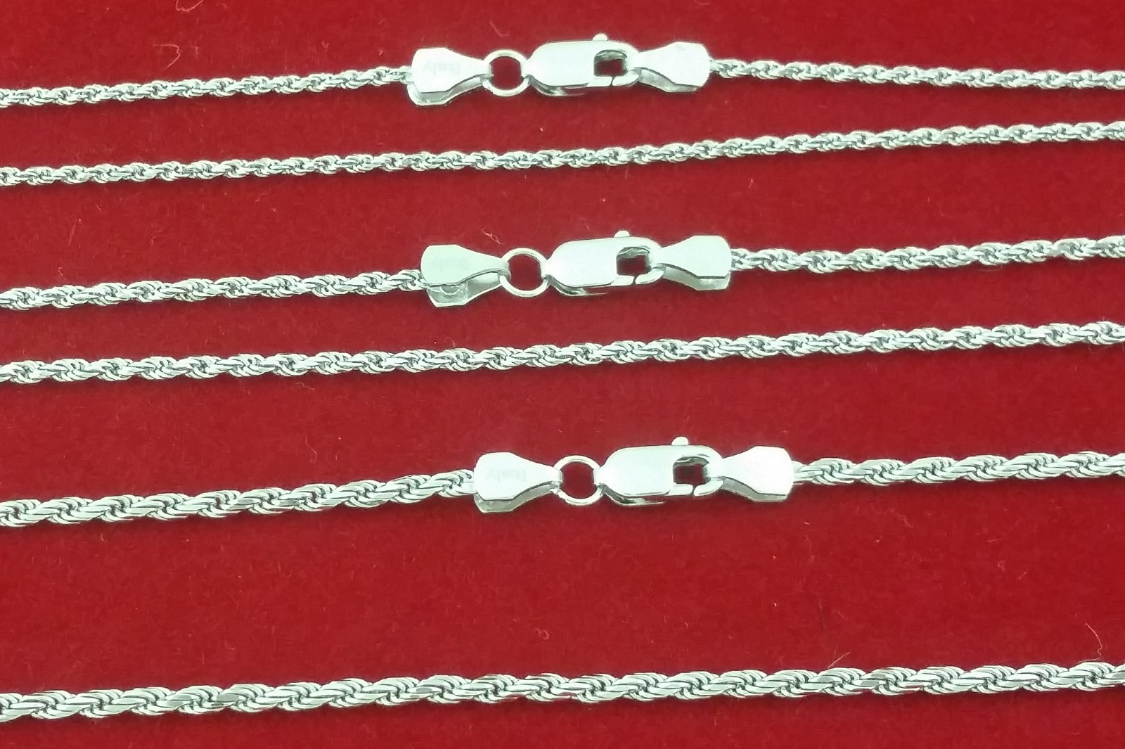 Solid .925 Sterling Silver Diamond Cut Twisted French Rope Chain Necklace Anklet