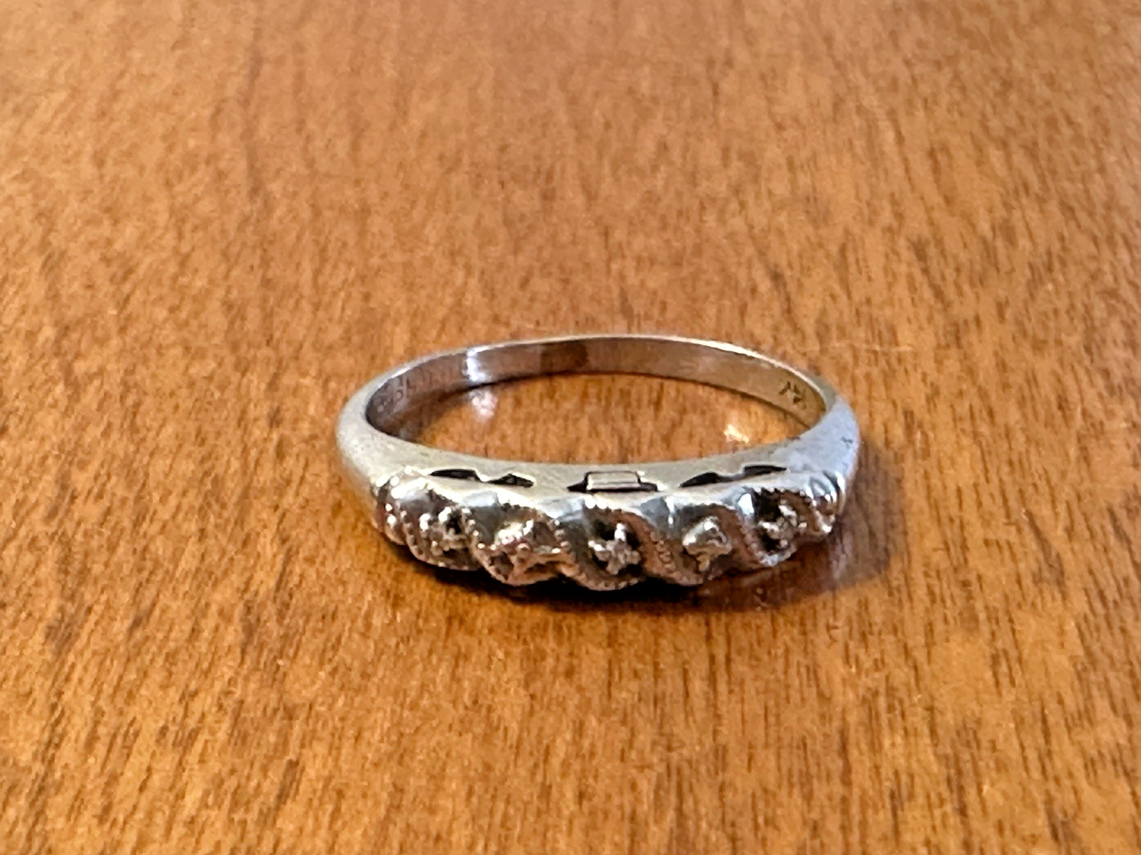 Vintage 1940s PRISM-LITE 14K White Gold BAND RING Part of Bridal/Wedding Set