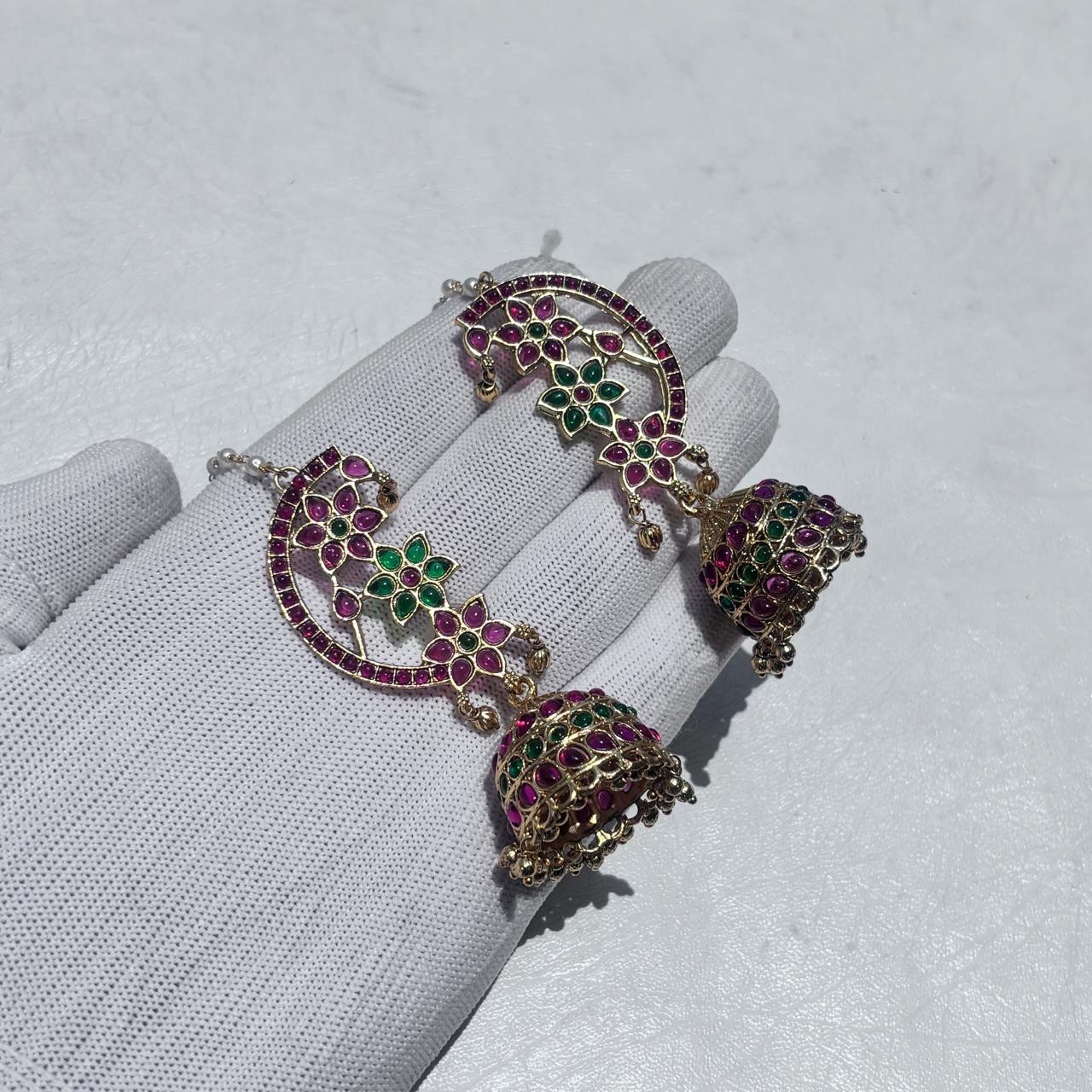 Gold Plated Indian Jhumka Earrings Ethnic Dangle Earrings Artificial Jewelry
