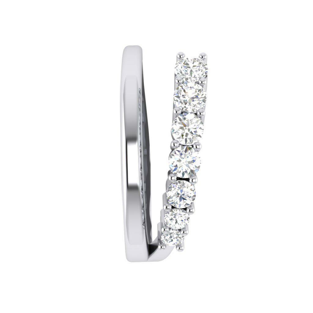 Wedding Ring VS1 F Natural 0.35 Ct Round Diamond Prong Set 14K White Gold 6.40mm