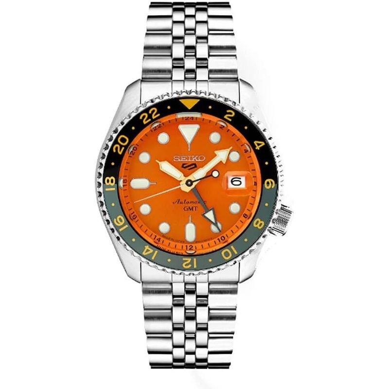 Seiko 5 Sports SKX Sports Style GMT Series 42.5mm Men’s Watch – Orange Dial