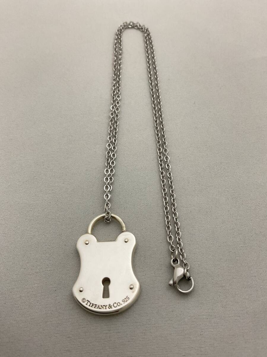 Tiffany & Co Lock Motif Pendant Necklace 925 Sterling Silver 45cm 17.7in