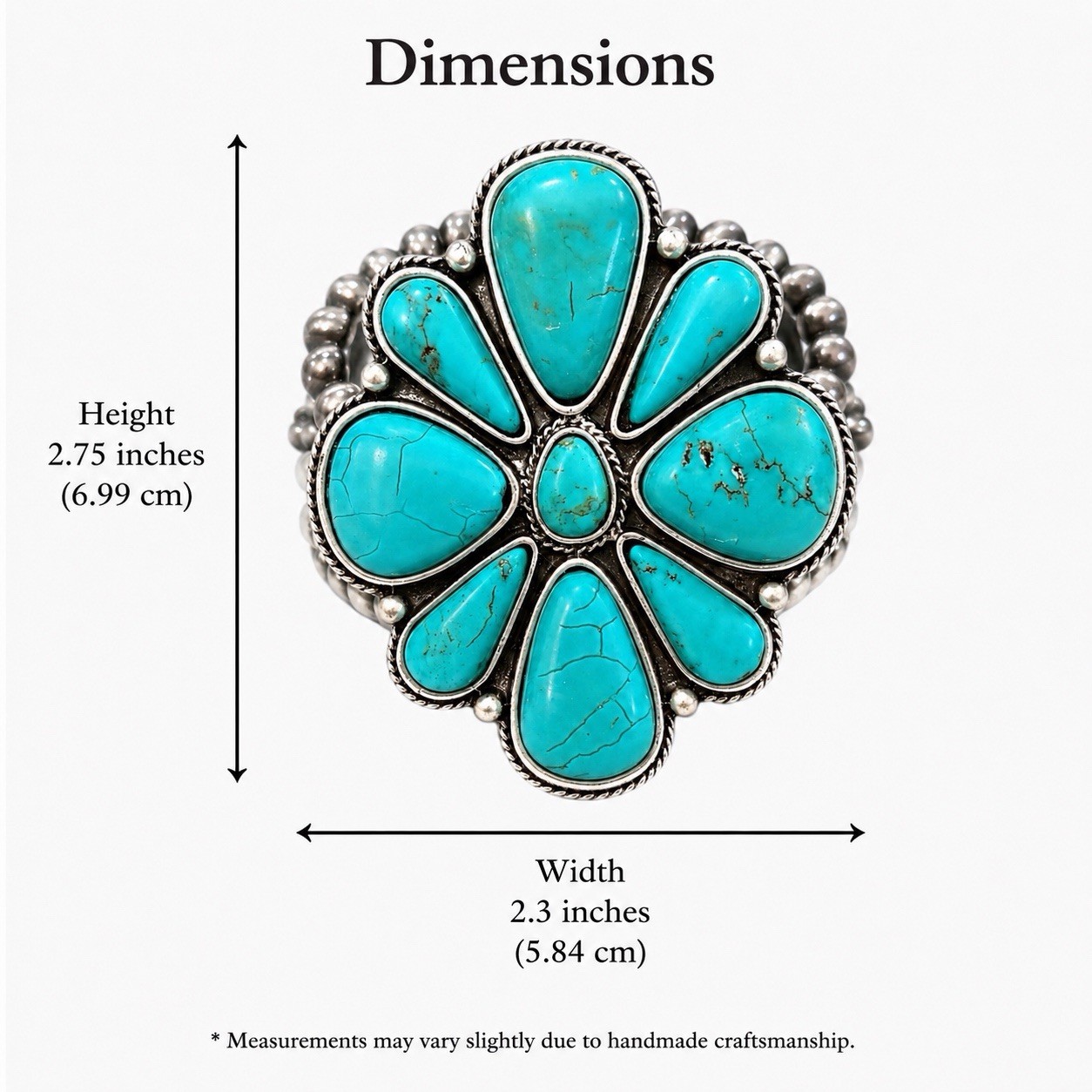 Western Turquoise Flower Stretch Bracelet, Navajo Style Beaded Stretch