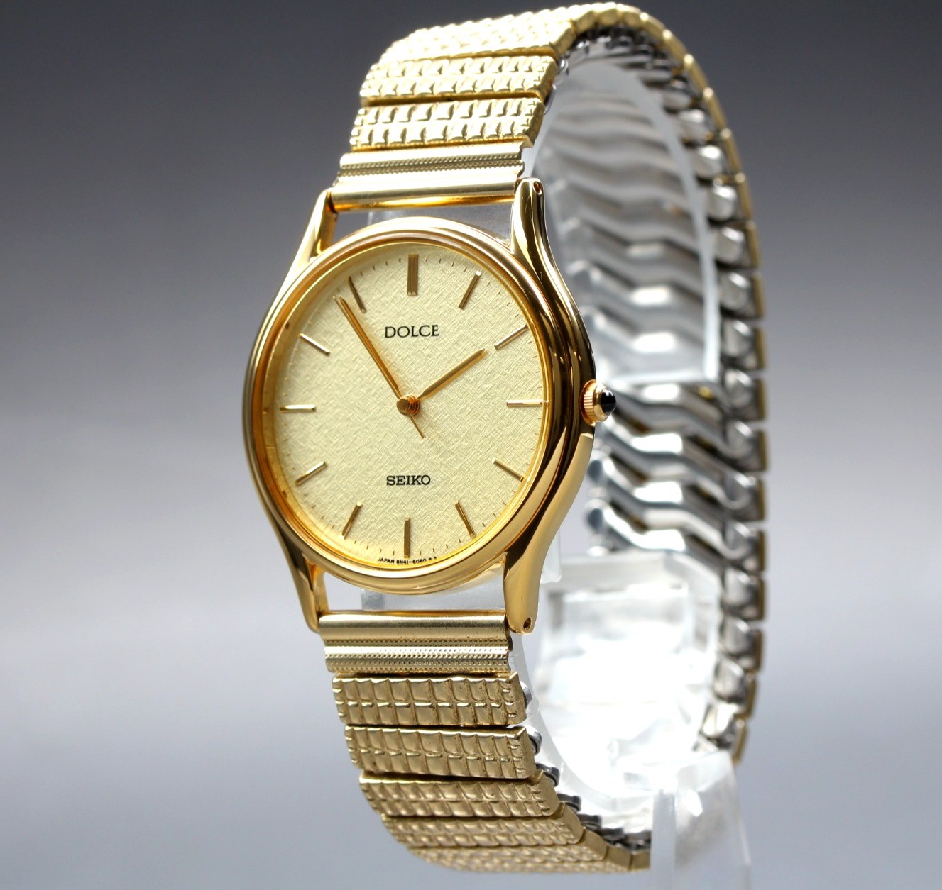 1994 [MINT] Seiko Dolce 8N41-6060 32mm Champagne Gold Round Bangle Mens Qz Watch