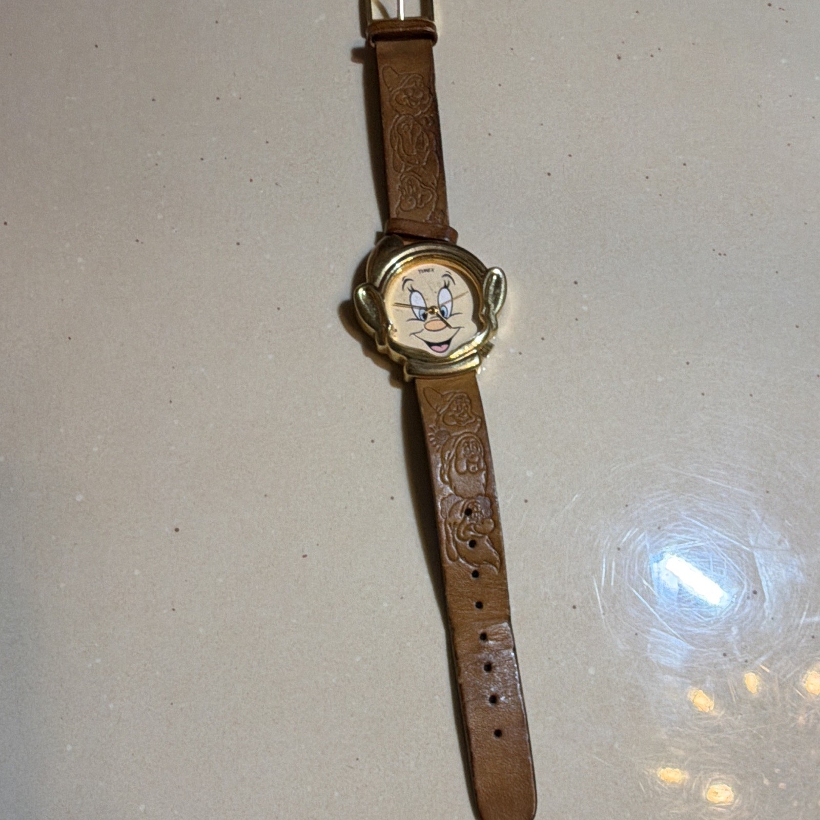 Lot of 3 Unisex Kids Character Wristwatches w/ Leather Straps Brown Tan Red