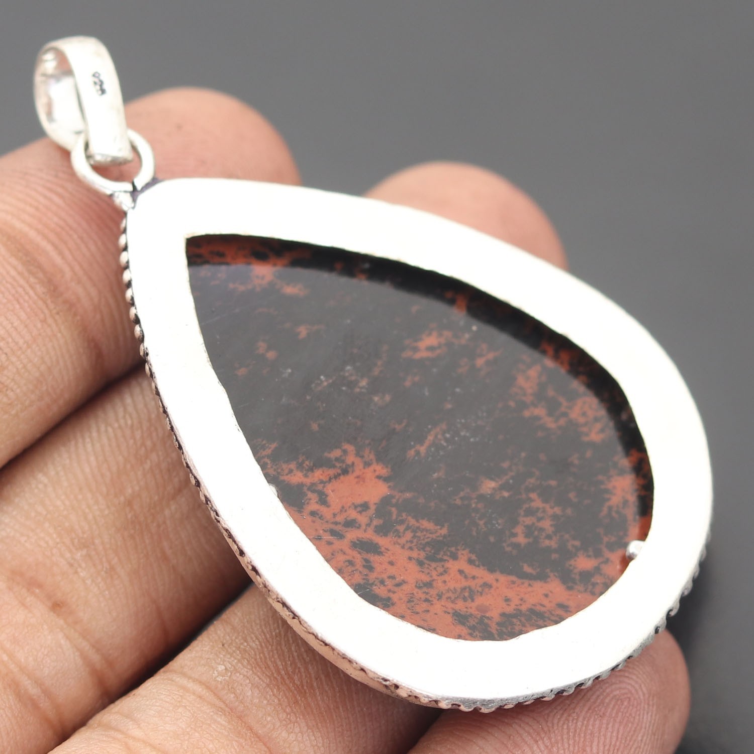 Mahogany Obsidian Gemstone 925 Sterling Silver Handmade Pendant Jewelry Gift For