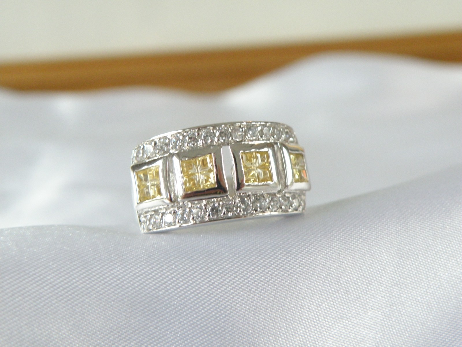 Victoria Wieck Sterling Silver 925 Channel Set Yellow CZ Ring Size 8