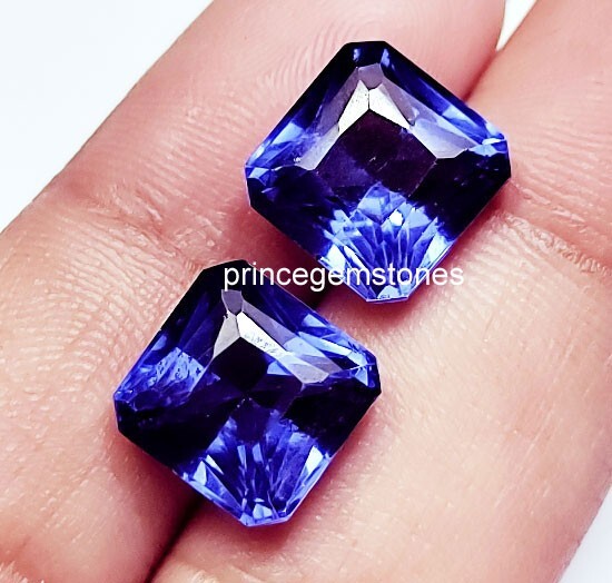 Loose Gemstone Natural Tanzanite Square Shape 8 to 10 Ct Pair Certified P236