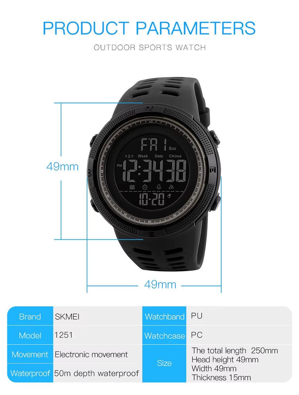 SKMEI Men’s Digital Army Military Sport Quartz Analog Chrono Waterproof Watch US