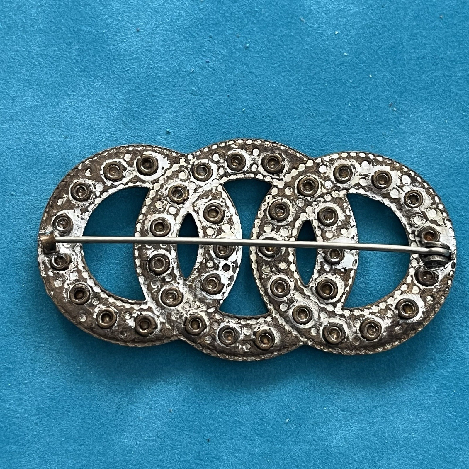 Vintage 1900s Infinity Clear Colorless Rhinestone Wedding Brooch C Clasp