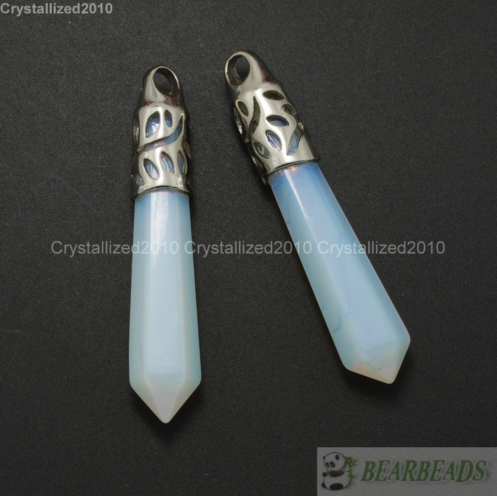 Natural Gemstone Long Hexagonal Pointed Reiki Chakra Healing Pendant Beads Pick