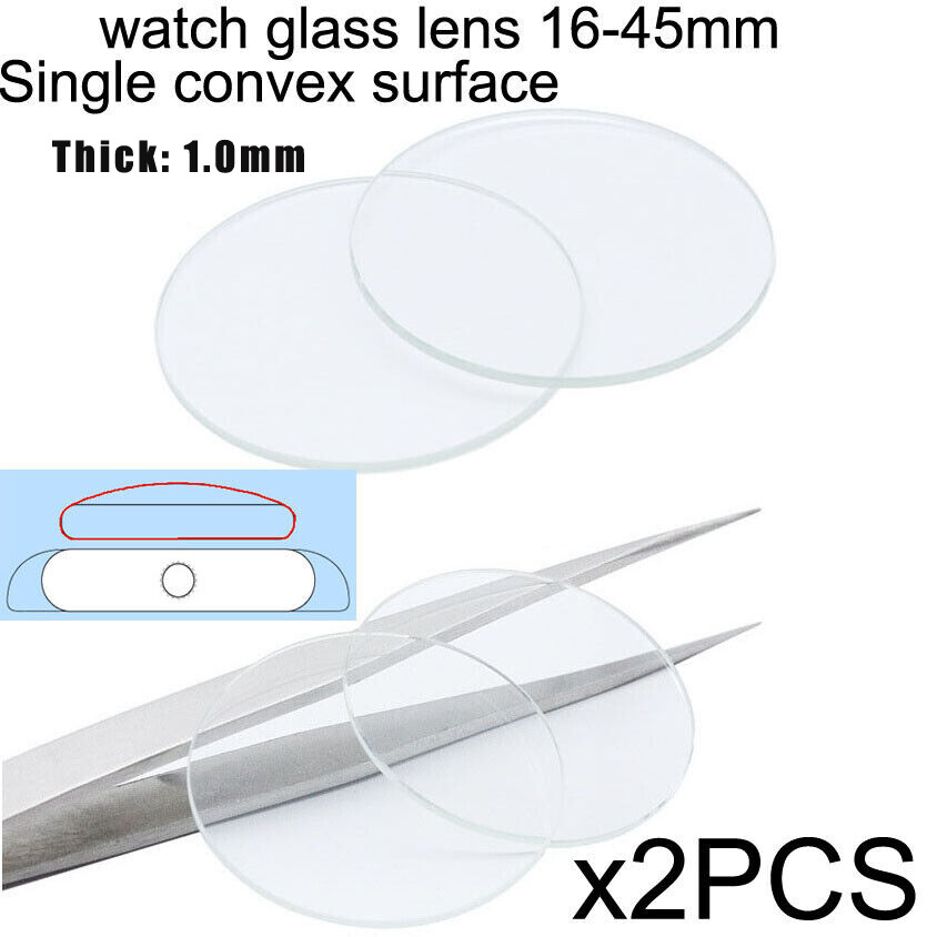 2x Single Dome Convex Watch Glass Clear Dial Lens Mirror Watch Crystal 16mm-45mm