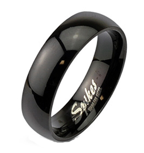 Stainless Steel Black Plain Wedding Band Ring 6mm or 8mm Size 5-14
