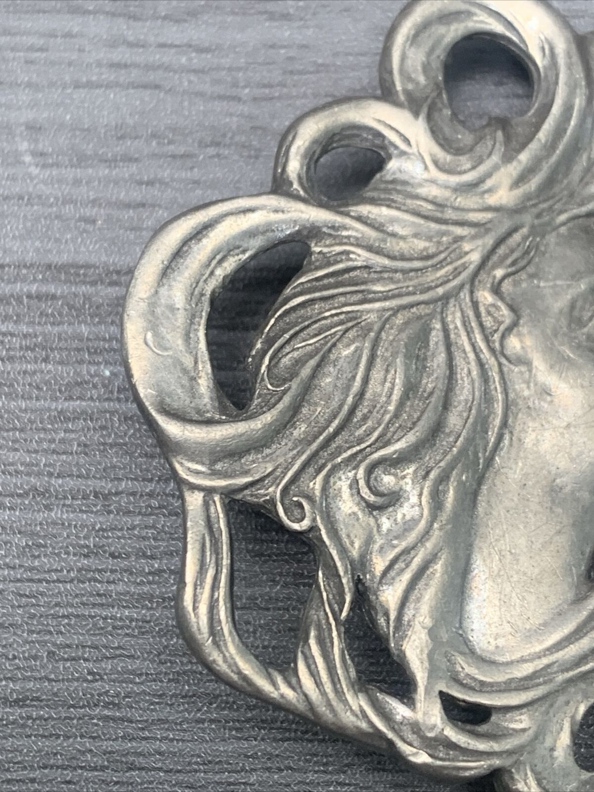 Vintage Art Nuevo Lady SEAGULL PEWTER Canada signed BROOCH 2”
