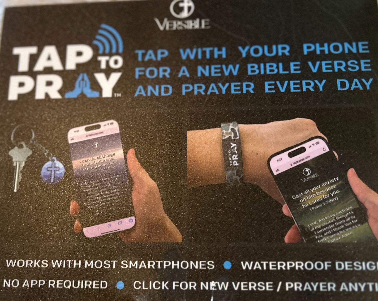 TAP TO PRAY Christian Wristband Reversible Daily Bible Verses God Is Good