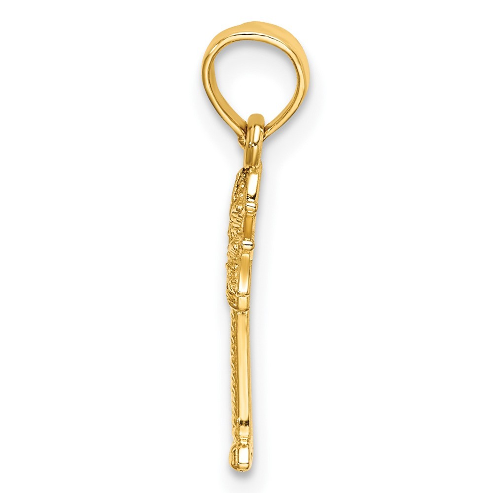 10k Yellow Gold Textured Mini Palmetto Palm Tree Charm Pendant L-17.4 mm