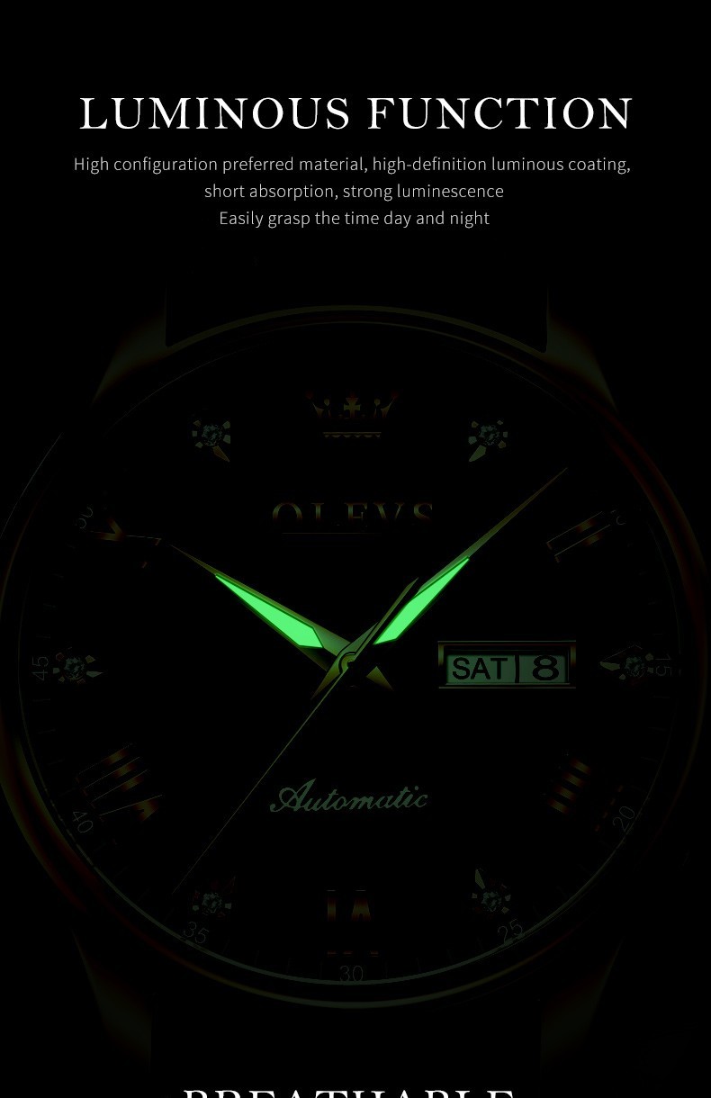 OLEVS 9932 Luxury Multi-functiom Leather Business Male Female Mechanical Watch