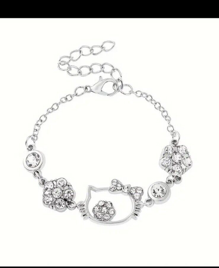 Sanrio Hello Kitty Pendant Bracelet, Cat And Flowers Design