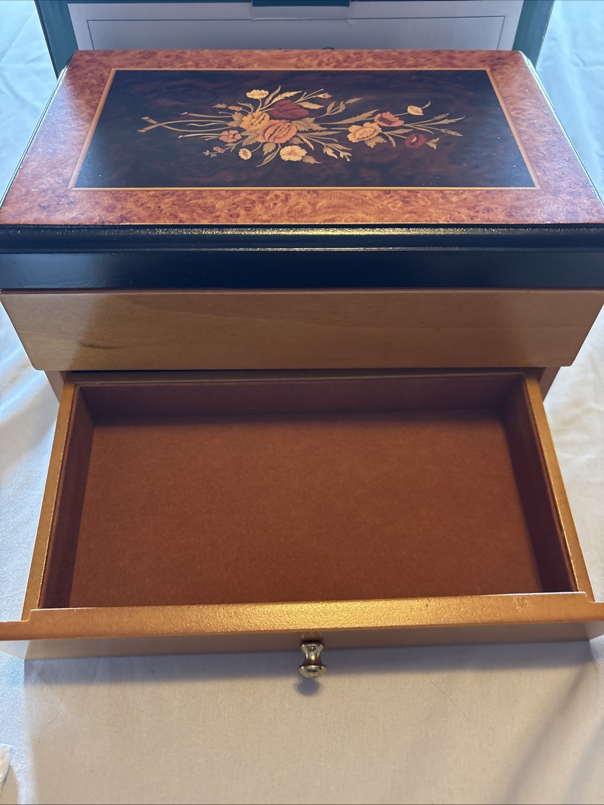 Mele & Co. Madison Burke Designs Walnut Composite Wood Jewelry Box 12x10x5