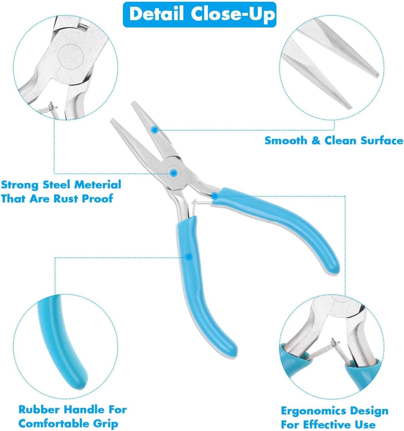 Heavy-Duty Jewelry Pliers Set with Ergonomic Rubber Handles – 3 Tools Included