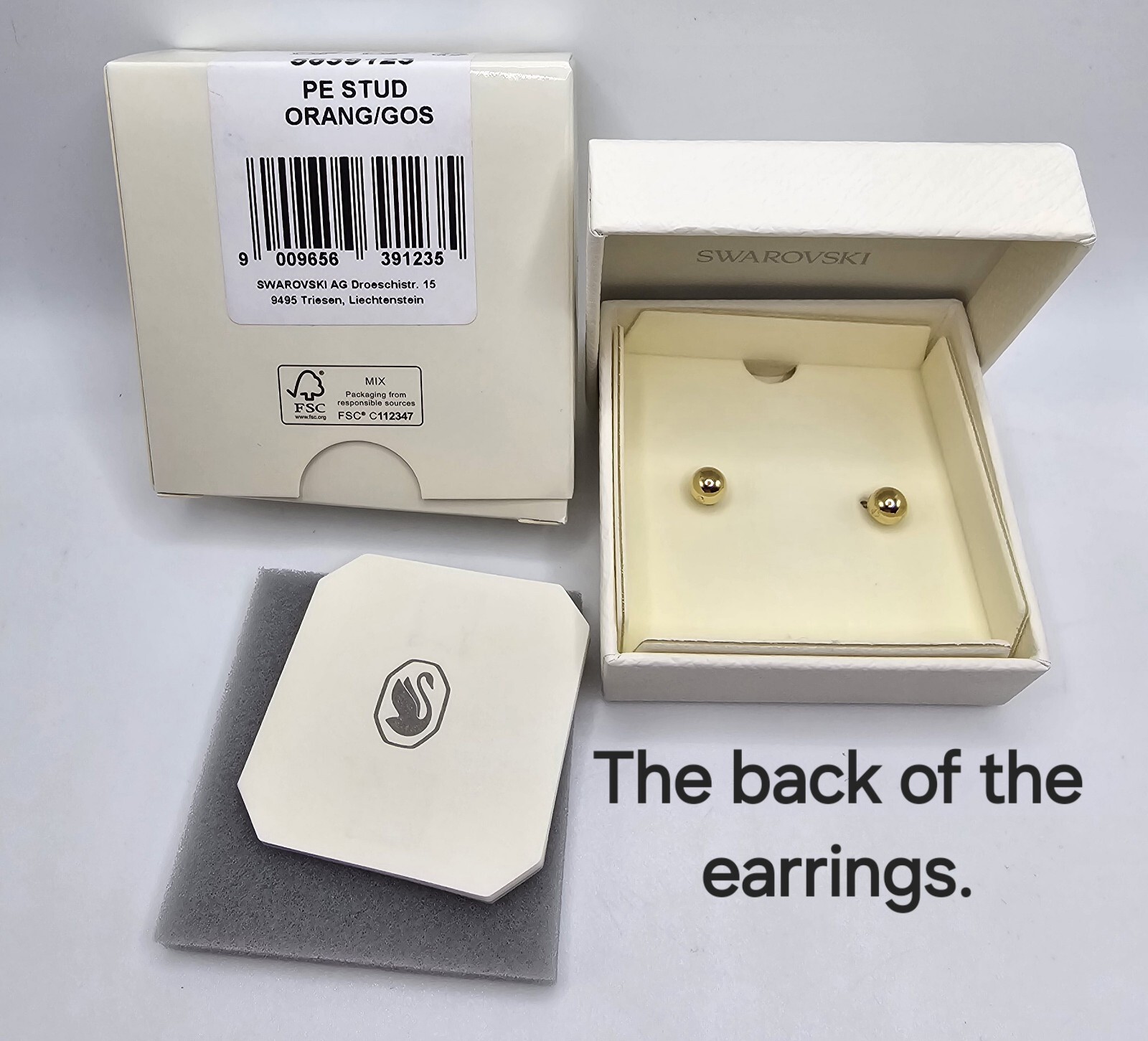 Swarovski 5639123 PE Stilla Stud Orange/Goldtone Cushion Cut Earrings BNIB!