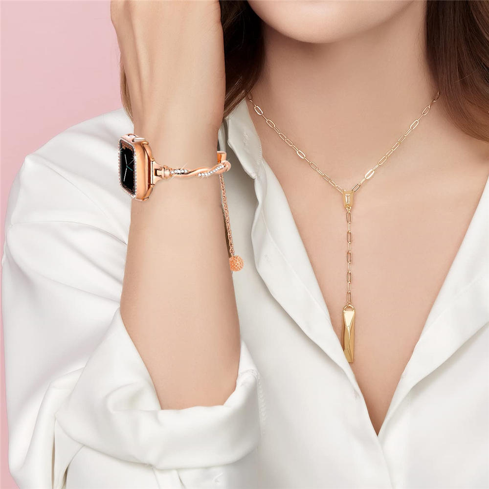 Elegant Bling Diamond Twist Strap + Rhinestones Cas for Apple Watch Ultra 8 7 6